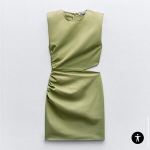 ZARA RUCHED CUT OUT MINI DRESS